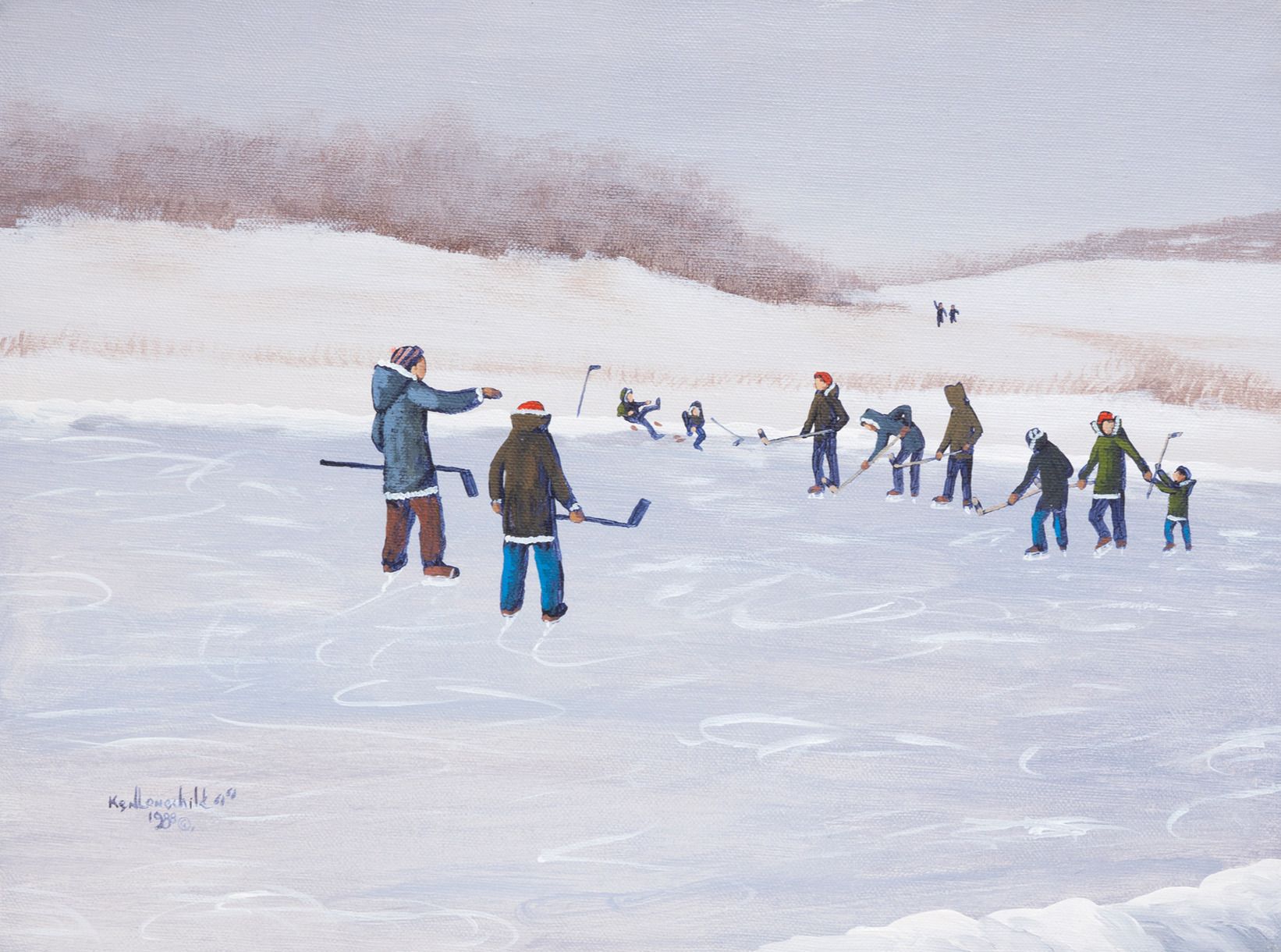 Ken Lonechild "Choosing Teams" - acrylic painting on canvas